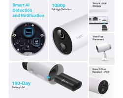 TP-Link Tapo C400S2 - 2 beveiligingscamera's voor binnen & buiten + hub - 1080P - Tot 180 dagen batterij - IP-camera