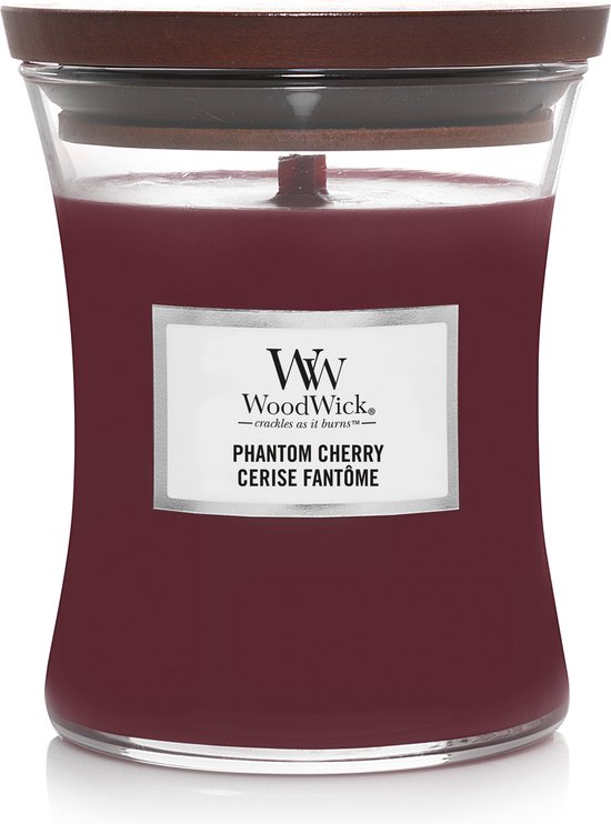 WoodWick Hourglass Medium Geurkaars - Phantom Cherry - 60 branduren