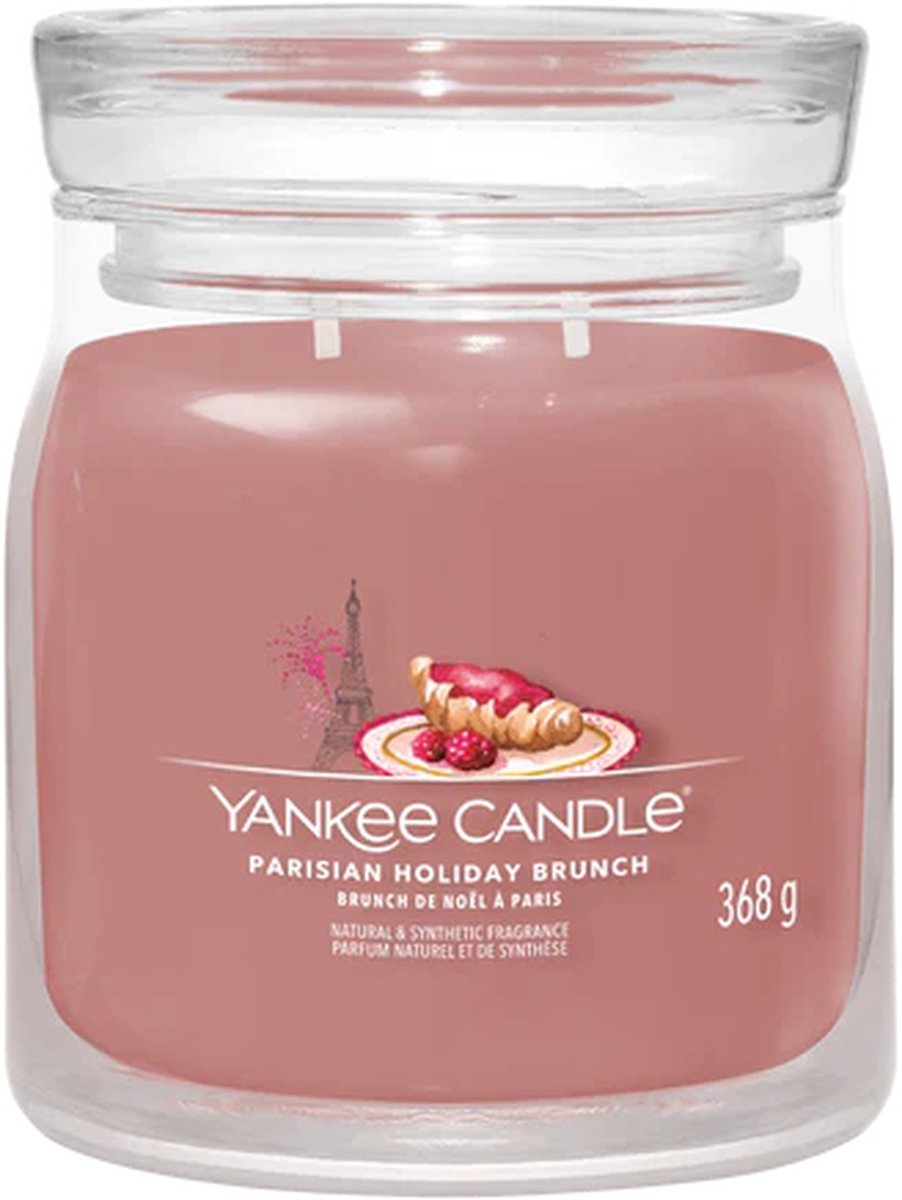 Yankee Candle Parisian Holiday Brunch Medium Geurkaars - 50 branduren - 2 lonten Roze