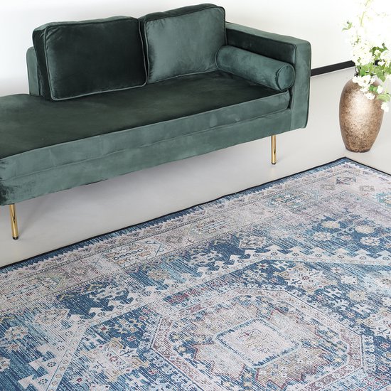 Vloerkleed vintage 200x300cm donkerblauw perzisch oosters tapijt