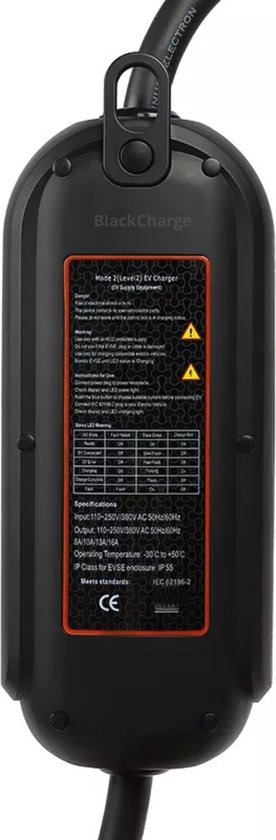 BlackCharge® 3.0 Voordeelbundel (10M) mobiele lader 3.7kW incl. timer - Type 2 naar Schuko Stekker - 16A 1 Fase incl. timer + muurbeugel (zwart) en wandhouder