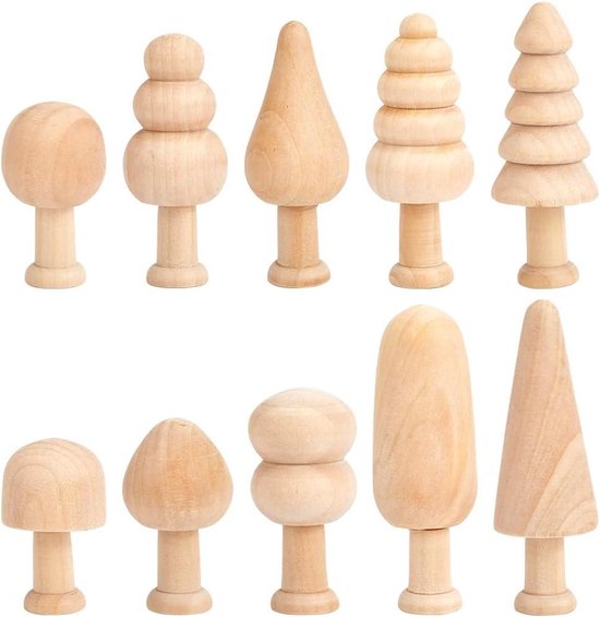 Foto: Onvoltooide houten paddestoelen diy hout kerstboom burlywood hout decoratie diy kerst thuis bureau kunst natuurlijke mini ongeverfd 20 stks 10 stijlen