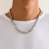 Helin life Collier Classique pour Homme - Colliers Femme - Chaîne de maillons à Maillons - Collier de perles - Natuursteen- Coffret Cadeau et Carte de voeux - 45 + 7 cm - Cadeaux Homme - Argent