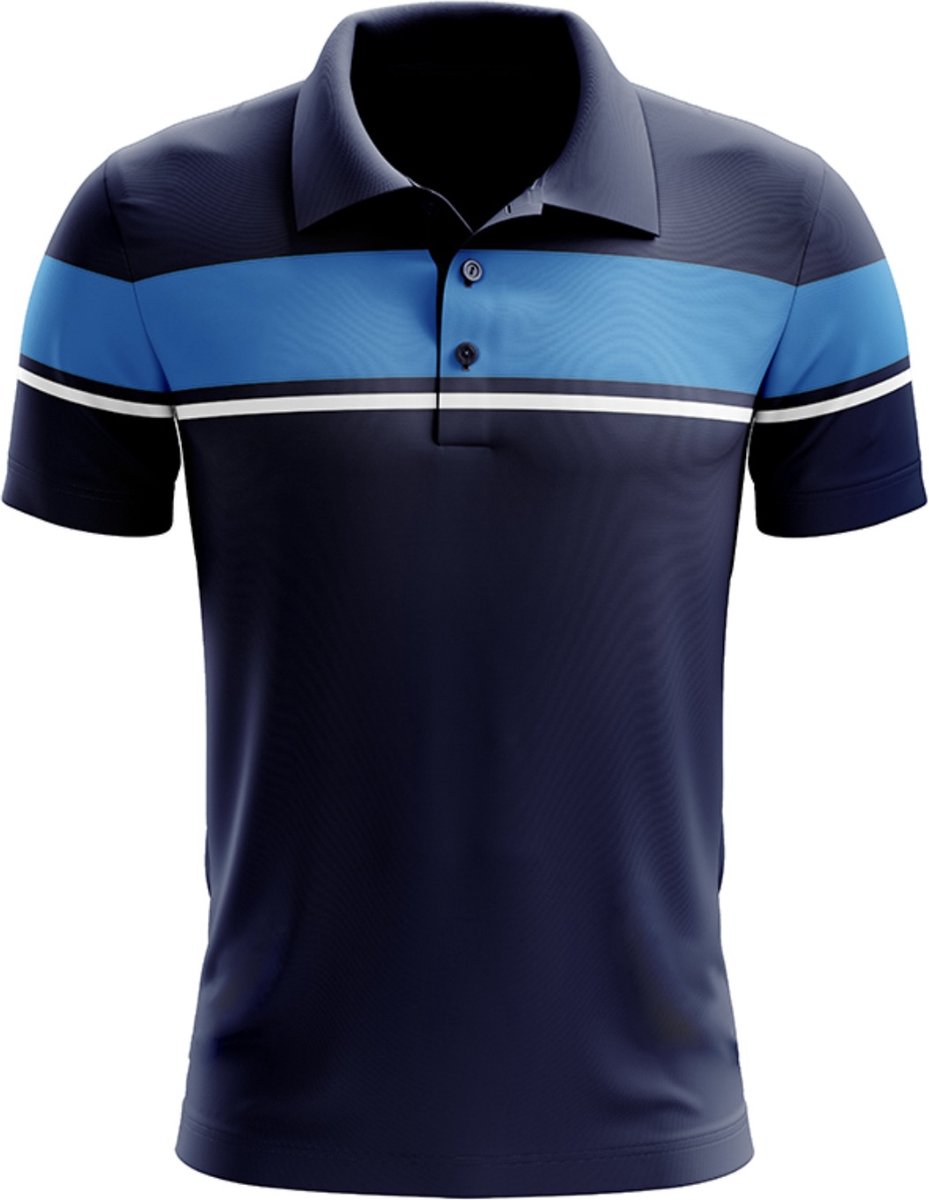 Polo/Sportpolo, Zeus, Navy blauw/Royal Blauw/Wit, maat L/XL