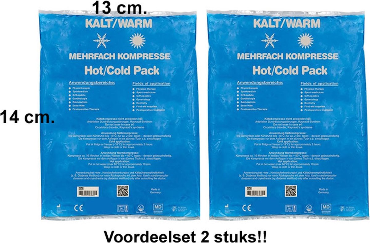 Goedkoopste Rojafit - Hot/Cold pack - 13 x 14 cm. - Herbruikbaar - Flexibel coolpack / icepack / gelpack - Voordeelset a 2 Stuks!!