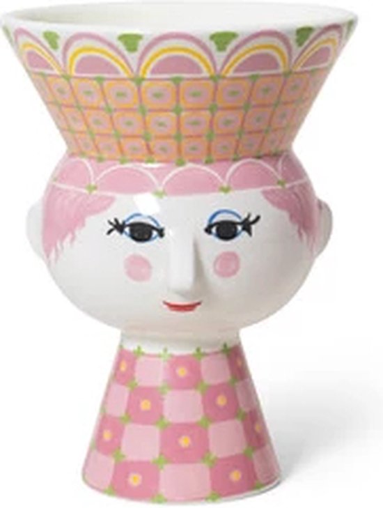 Bjorn Wiinblad Lady With Hat vaas H15cm roze