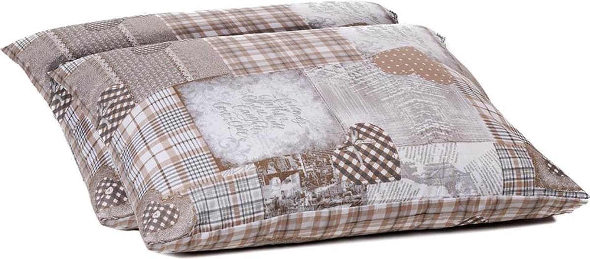 Zelesta Everyday Design Kussenslopen Patchwork Hearts- Kussenslopen 60 x 70 set van 2