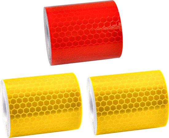 Reflecterende Tape 3 Rollen Reflecterend Tape Zelfklevend Geel 