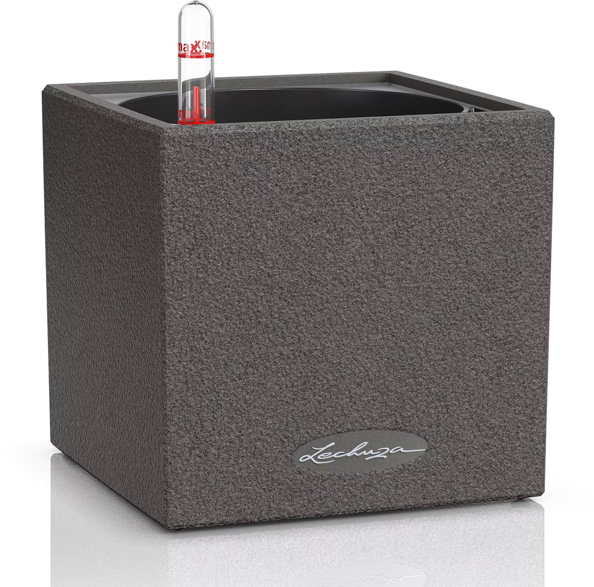 LECHUZA CANTO Stone 14 - Plantenbak - met uitneembare binnenbak - met bewateringssysteem - ALL-IN-ONE set met LECHUZA-PON - Grafietzwart