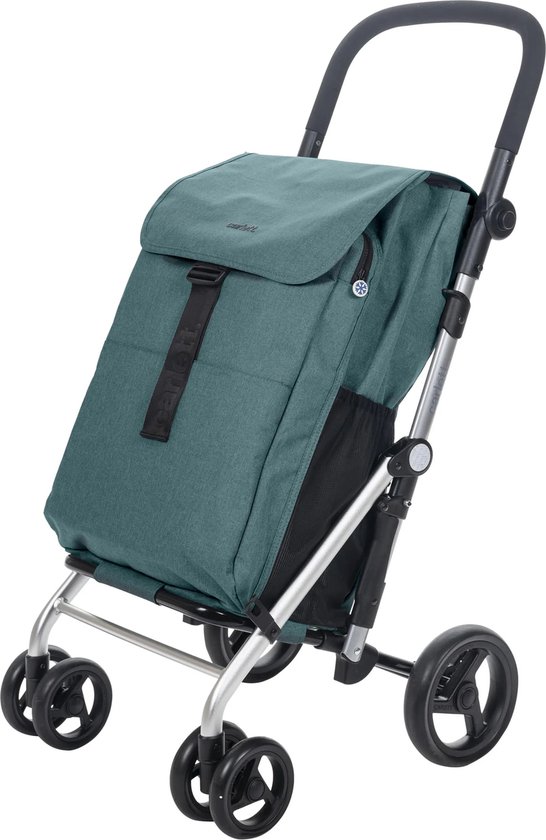 Carlett Classic Family Boodschappentrolley - Tasinhoud 64L - Koelvak 12L - 4 wielen - Lichtgewicht - Opvouwbaar - Groen