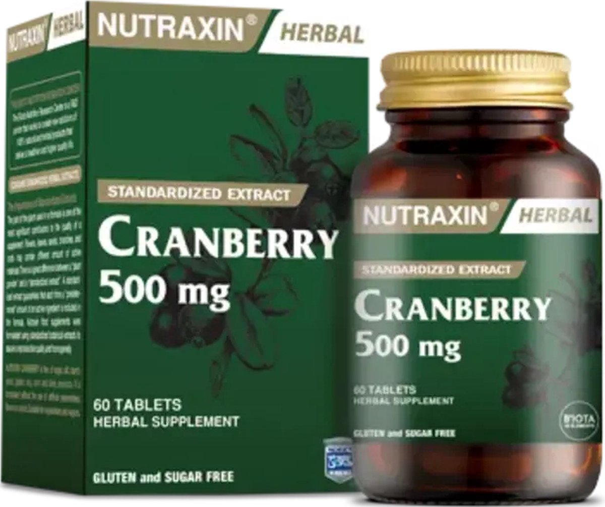 Goedkoopste Nutraxin Cranberry 500 mg – 60 Tabletten | Ondersteuning voor Urinewegen & Blaas | Natuurlijk Supplement voor Vrouwen & Mannen