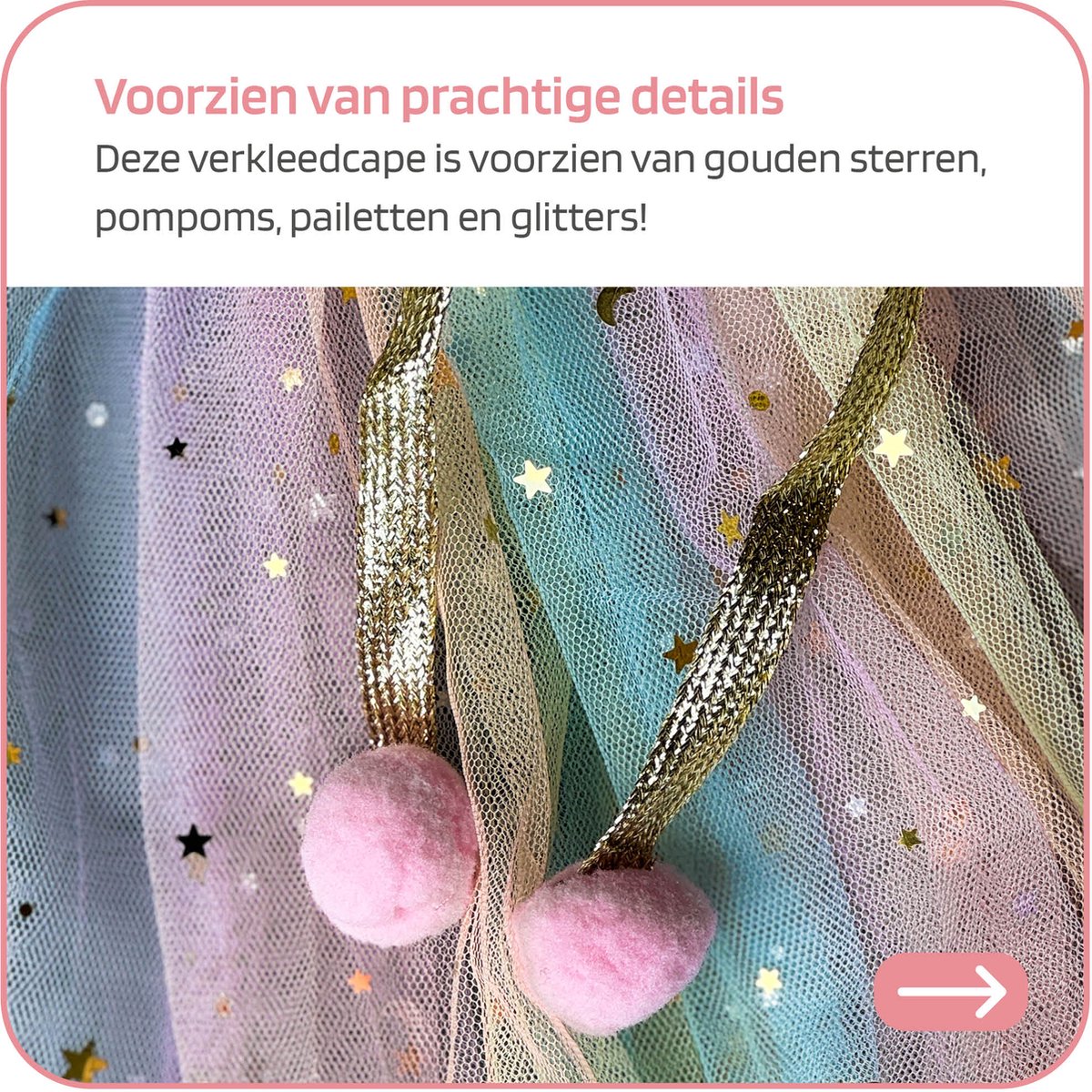 Jobber Toys Prinsessenjurk meisje - Unicorn Prinsessen verkleedkleding — afbeelding 7