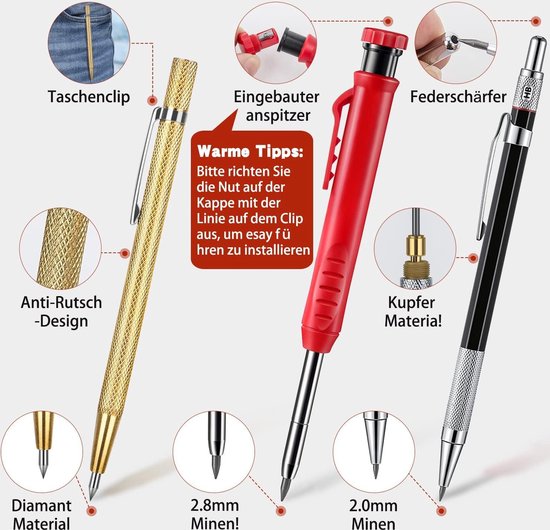 THORVALD Timmermanshoek 7-in-1 Set 300 mm 180 mm Hoekmeter Aanslaghoek - Incl. Diepgatmarkering - Aluminiumhoek voor nauwkeurig markeren & tekenen/Multifunctioneel Perfect om tijd te besparen