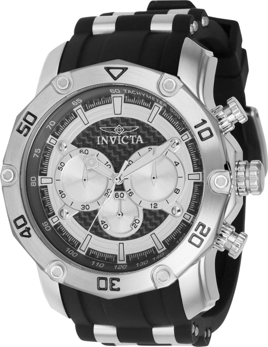 Invicta Pro Diver 37718 Heren Horloge - Waterdicht - Analoog - Quartz Uurwerk - Roestvrij Staal met zilveren Wijzerplaat -50m