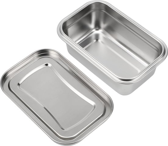 Angoily IJsbox, snackhouder van metaal, stapelbare, snackhouder, ijshouder met deksel, litercontainer met deksel, ijsmachine, verse kaas, levensmiddelen, roestvrij staal, vriesbox
