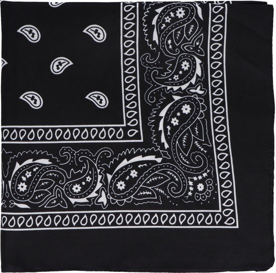 Bandana - zwart - boeren zakdoek - dames/heren - vierkant - cowboy verkleedkleding