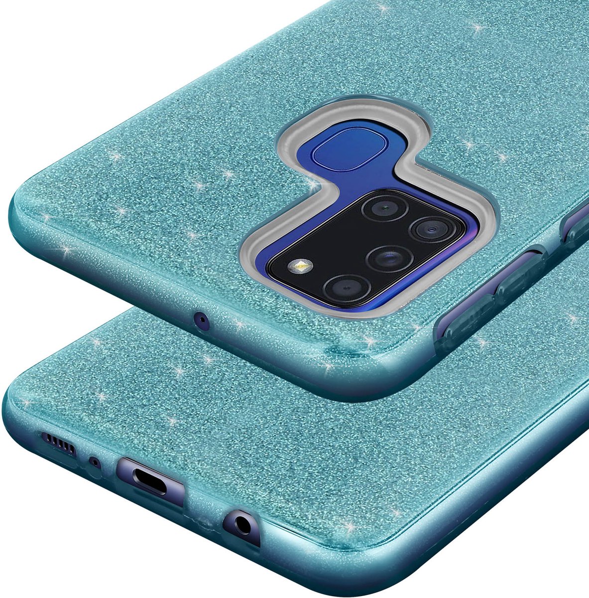 Geschikt voor Samsung Galaxy A21s Ring-Hoesje Bi-materiaal Video-steun rood