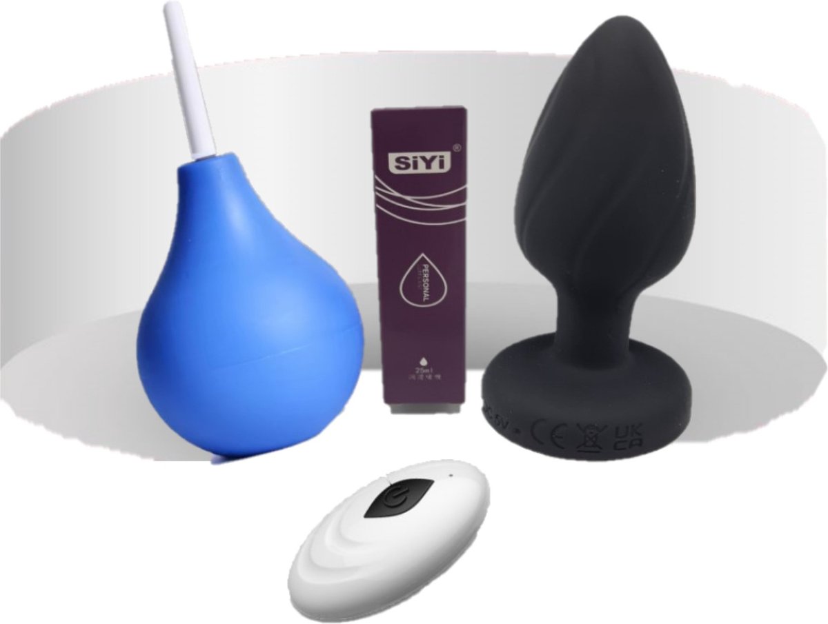 Goedkoopste Erodit® Ready set go blauw- USB anal plug met afstandsbediening 10 vibratie/licht standen- - anaal douche- 3 opzetstukken- G-spot anale penetratie en reiniging- glijmiddel - anale speeltje- Erotiek mannen, vrouwen en koppels