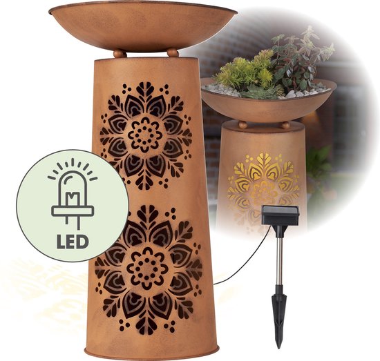 EASYmaxx LED decoratieve zuil met plantenbak - roest-look mandala - bruin