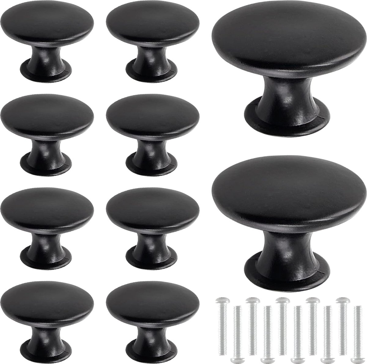 10 stuks - zwart - antieke knop - zwarte trekker - diameter 30 mm - ronde vintage knop - O
