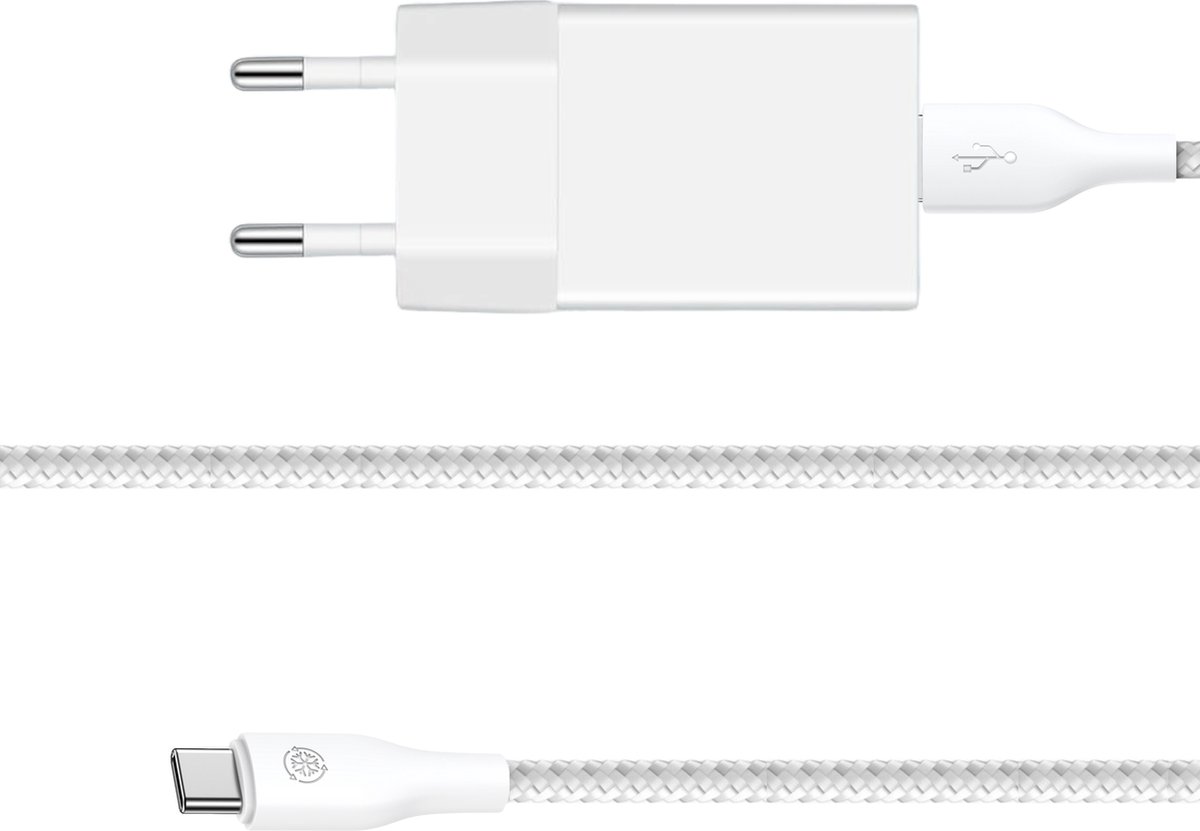 Usb stekker + usb C kabel - 1m - Gsm lader - Telefoon oplader - Oplader A57, A56, A55, A36, A35, A26, A25, A23, A17 5G, Tab A11+, Tab A11, Tab A9+, Tab A9, Tab A8 10.5