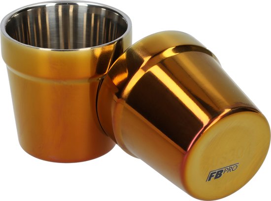 Gobelet en acier inoxydable avec bord supérieur - 175 ml - Set de 2 - Solide et durable - Réutilisable - Tasse à café - Gobelet à boissons chaudes et froides - Double paroi - Style industriel - Gobelet - Empilable - Violet miel