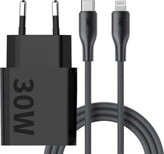30W USB C Snellader + Geschikt voor iPhone en iPad Oplader 3 Meter - Geschikt voor 14/13/12/11/Xr/Xs/Xs Max/8/8 Plus/ Pro - Oplaadstekker