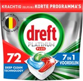 Dreft Platinum Plus All In One Vaatwasmiddel - Deep Clean Fresh Herbal Breeze - 72 Vaatwastabletten