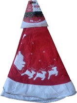 Jupe de sapin de Noël rouge avec cerf blanc 120 cm de diamètre - Toile de sapin de Noël pour sapin de Noël - Toile pour sous le pied du sapin de Noël