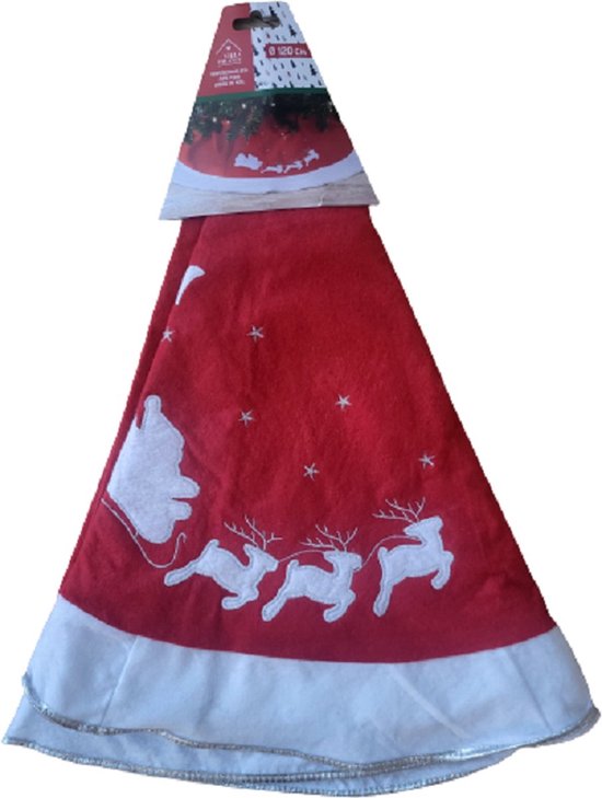 Kerstboomrok rood met witte hertjes 120 cm doorsnee - kerstboomkleed voor kerstboom - kleed voor onder kerstboomstandaard
