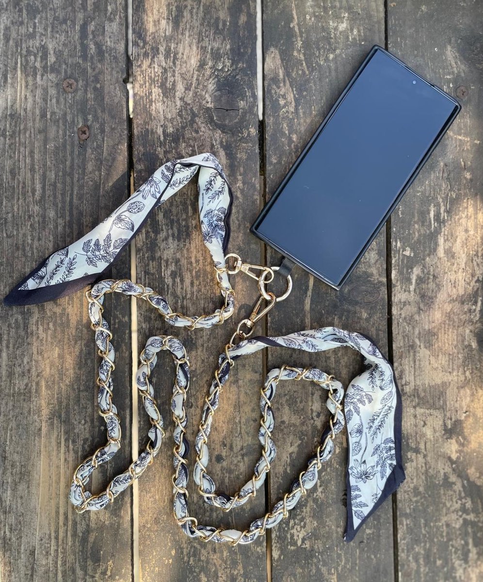Universeel Telefoonkoord Vintage Blue - Telefoonketting - Telefoon Koord voor Telefoon Hoesje - Afneembaar - Schouderhals - Crossbody - Universeel Voor Elke Mobiele Telefoon - Telefoon Ketting