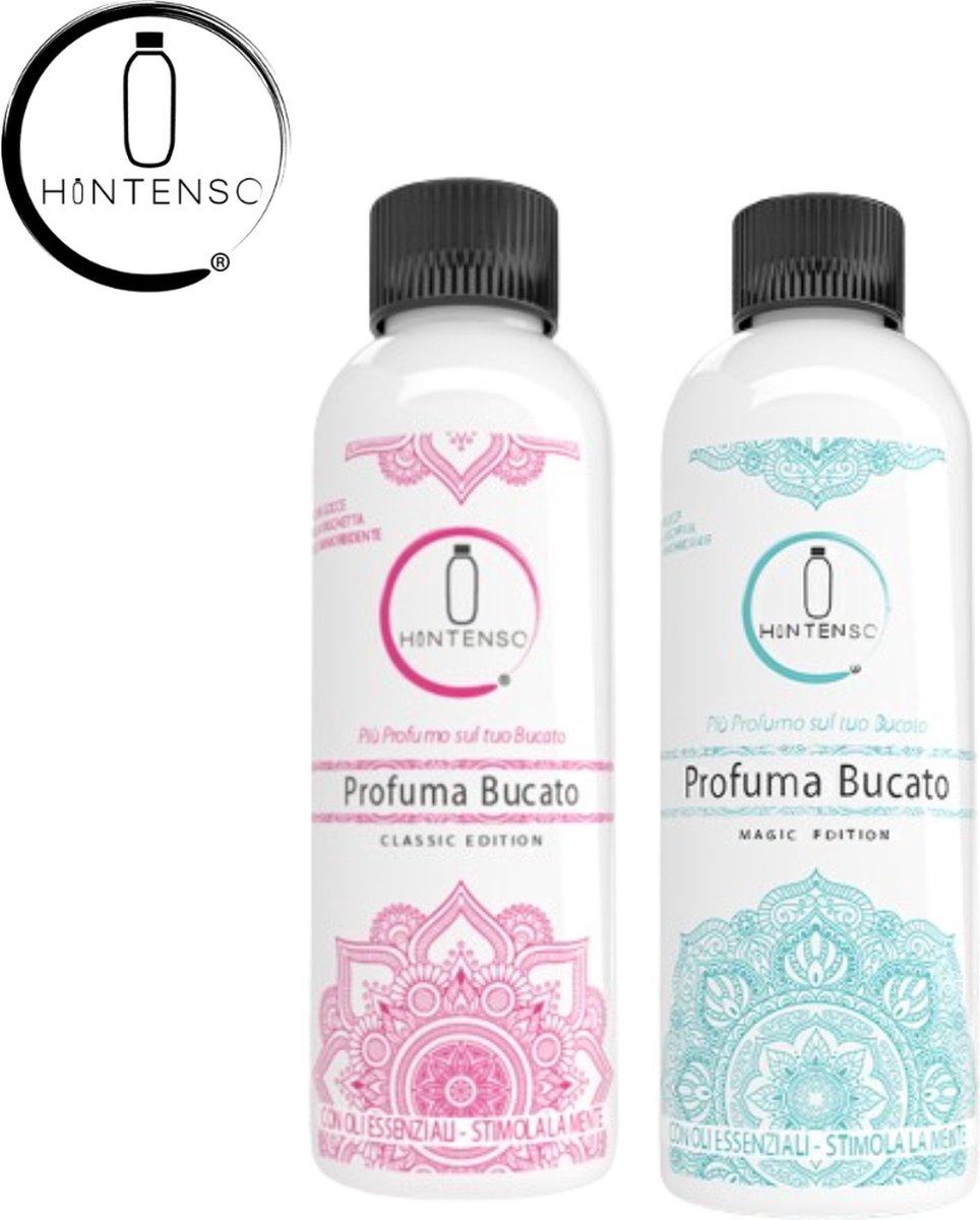 Wasparfum Hintenso Pink 500ml + Wasparfum Hintenso Turquoise Magic Edition 500ml - Proefpakket - 140 wasbeurten - Inclusief 1 gratis tester - Frisse was – Heerlijke geur – Textielverfrisser – Wasverzachter – Bloemengeur – Magische geur - Wasparfum