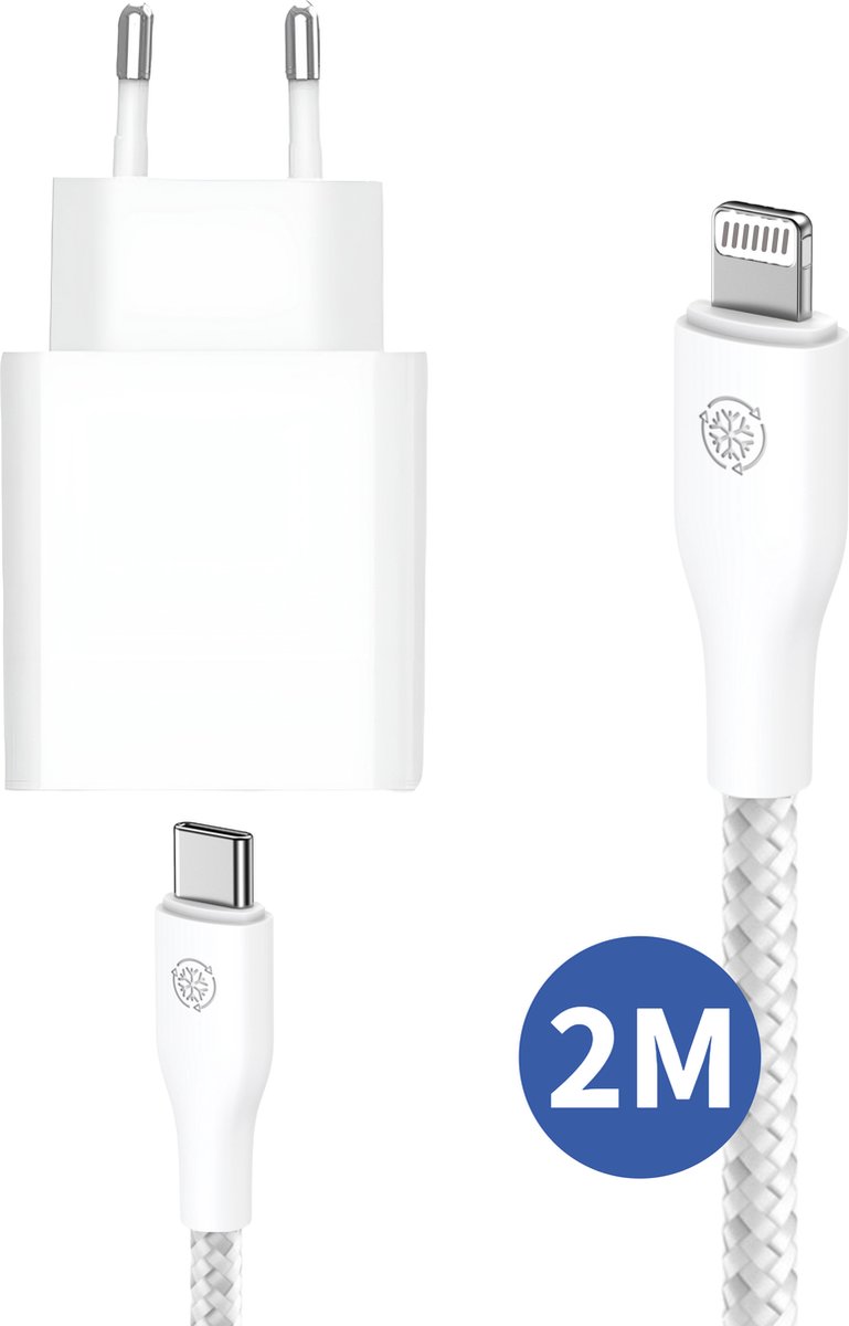 20w Oplader + Kabel geschikt voor iPhone 14 / 13 / 12 / 11 / X - Usb C Lightning Kabel - 2 Meter - Snellader geschikt voor iPhone