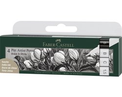 Faber-Castell fineliner - tekenstift - Pitt Artist Pen - zwart en wit - 4-stuks - FC-167151