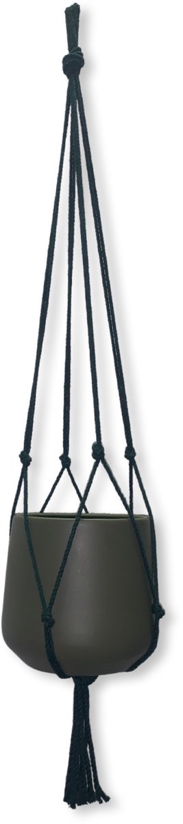 Minimalistische Plantenhanger - Kies kleur en lengte - Donkergroen - 60 cm lang - Katoenkoord - Geschikt voor Pot met Diameter t/m 15 cm - Handgemaakt in ons Macramé Atelier - Prijs per Stuk - Let op: Exclusief Pot - Inclusief Verzendkosten