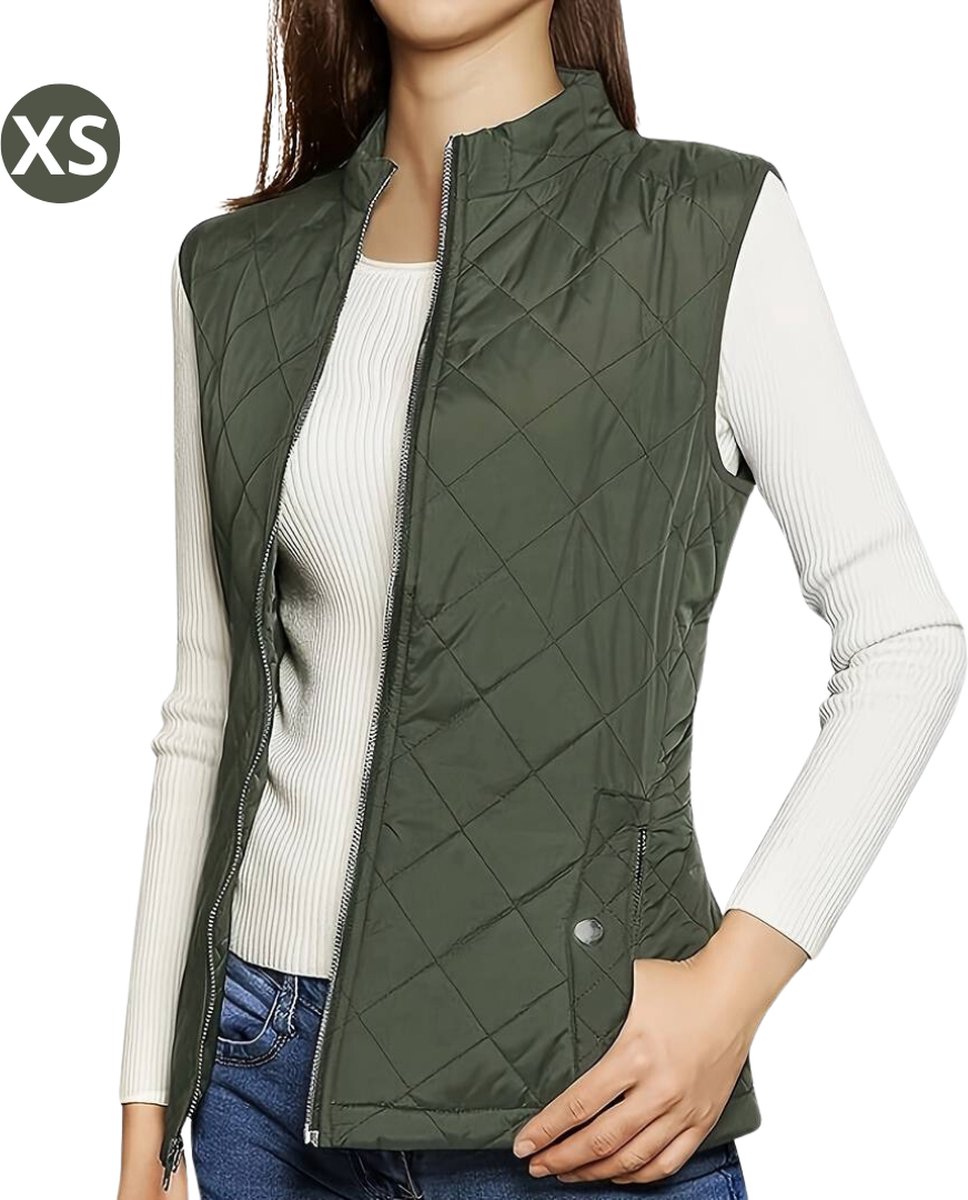 Nivard Bodywarmer Waistcoat Met Ritssluiting 4 Seizoenen Outdoor Voor Dames Olijfgroen