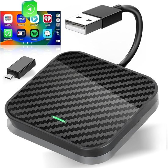 2-in-1 Wireless CarPlay & Android Car Adapter, Mini Stick for Converting Wired CarPlay/Android Car to Wireless, Compatible with CarPlay & AA, USB C/A, Plug and Play