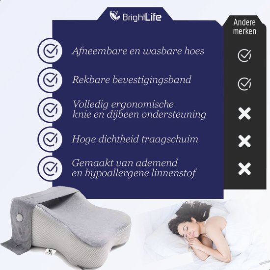 Kniekussen voor zijslapers, ademend ergonomisch bedkussen