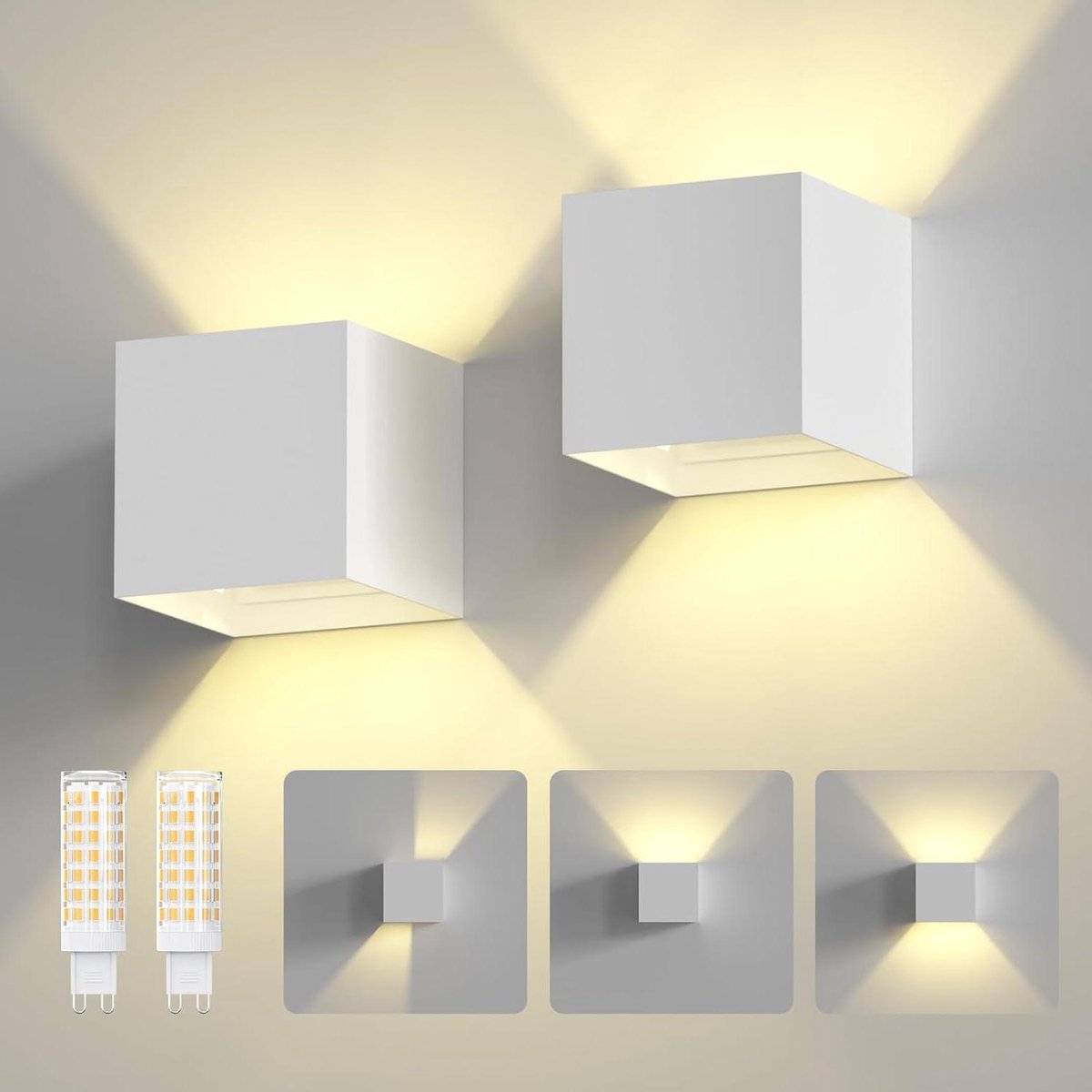 Verstelbare lichtstraal LED wandlamp IP65 zwart - binnen en buiten - G9 warmwit 3000 K - 2