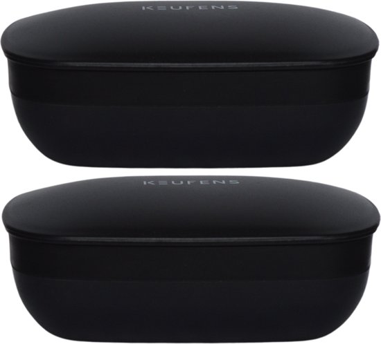 Keufens Boîte à Savon avec Couvercle - Set de 2 - Zwart - Plastique - Porte-savon - Porte-savon - Boîte à savon - Boîte à savon