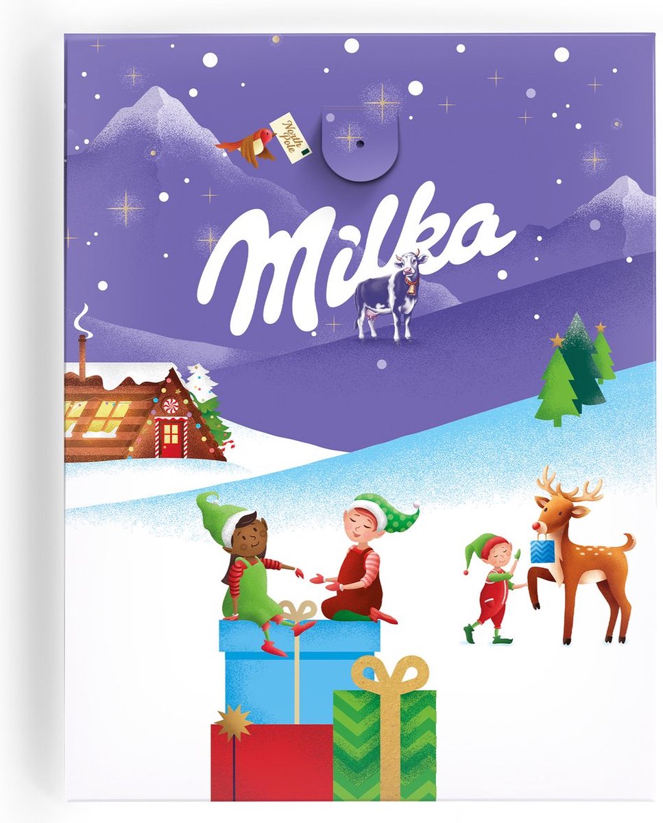 Milka Adventskalender - Adventkalender 2026 - 24 overheerlijke Milka Chocolaatjes - 4 Verschillende smaken Chocolade - Het perfecte kerstcadeau - "Merry Christmas & Happy New Year" – foto 3