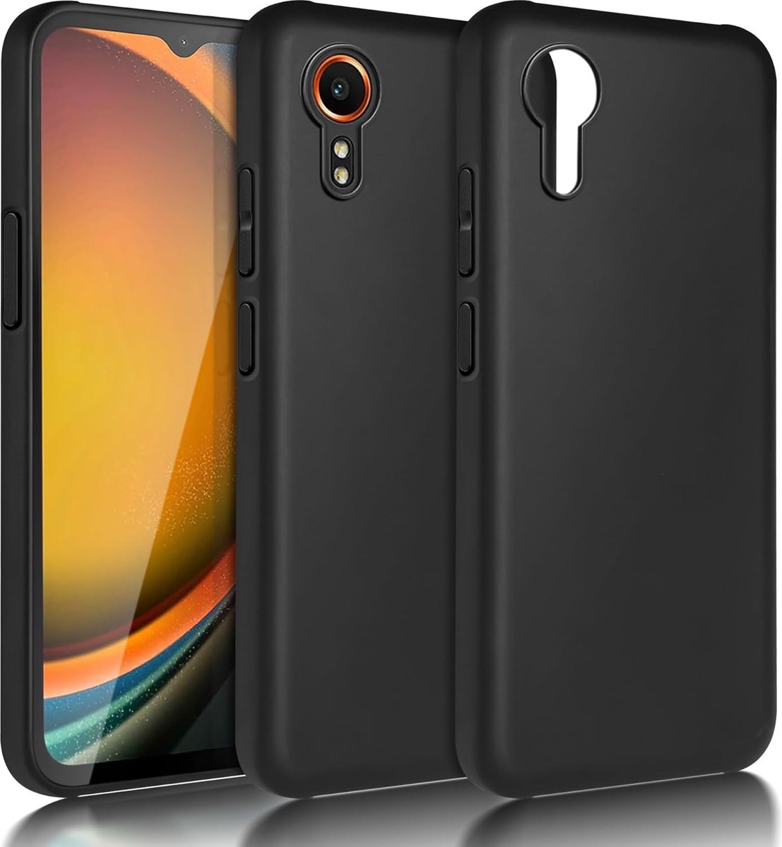 Hoesje geschikt voor Samsung Xcover 7 Zwart - Zwart Case Geschikt voor Samsung xcover 7 - Geschikt voor Samsung Xcover 7 Hoesje Zwart - Extra verhoogd camera bescherming