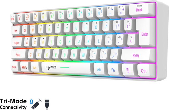 HXSJ L500 - Draadloze Gaming Toetsenbord - RGB - Tri mode - Qwerty Toetsenborden - Wit
