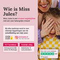 Moeder en kind, het kind bedekt de ogen van de moeder. Tekst over Miss Jules, Stichting Julian, en 4.9 Trustpilot score.