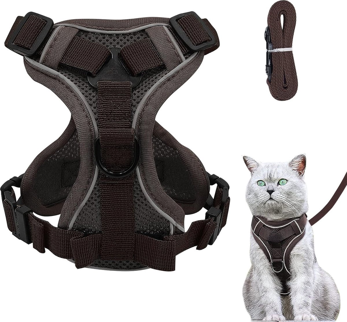 Bol.com Lexium Kattenharnas - Kattentuigje met looplijn - Katten harnas - Kattenharnas met leiband - Kattenharnas met looplijn -... aanbieding