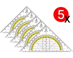 Professor Q - Geodriehoek - Transparant - 14 cm - 5 stuks