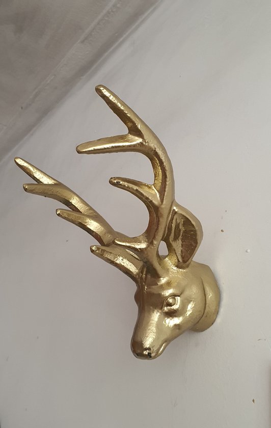 House of Seasons Décoration murale Tête de Renne doré L15xL15xH17cm