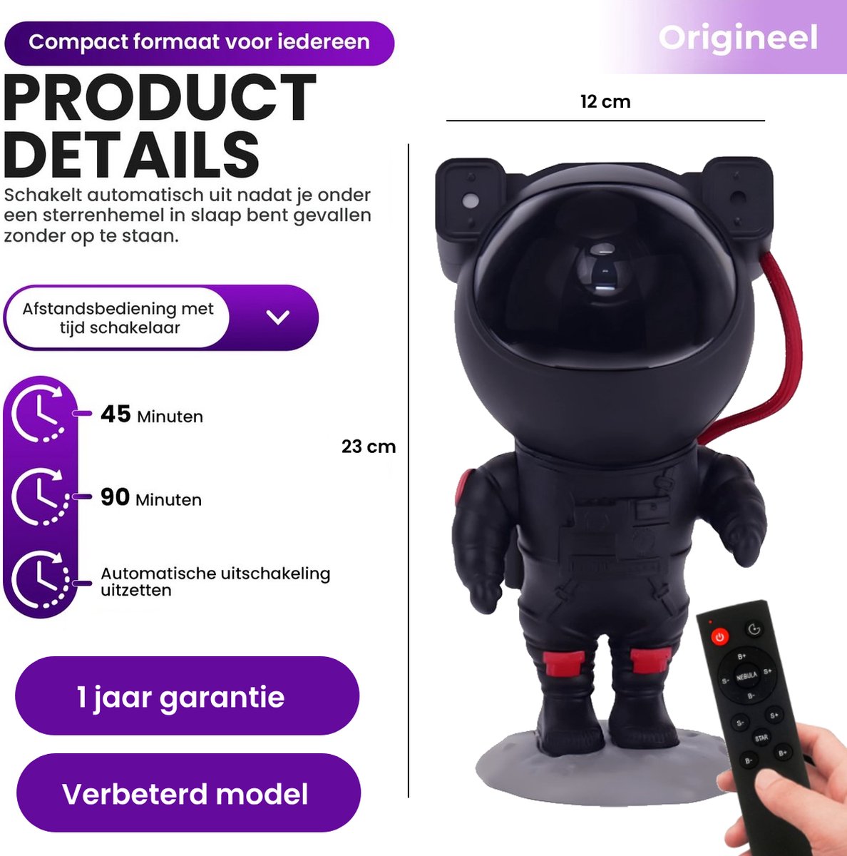 Astronaut Sterren Projector - Sterren projector - Sterrenhemel Verlichting - Sterrenhemel Projector - Sterrenlamp - Galaxy Projector - Afstandsbediening - 15+ kleurcombinaties - Mobstore – foto 2