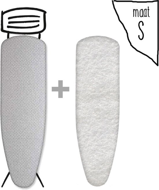 Leuke Strijkhoezen | Strijkhoes met Molton - Metallic Zilver - maat S - complete set