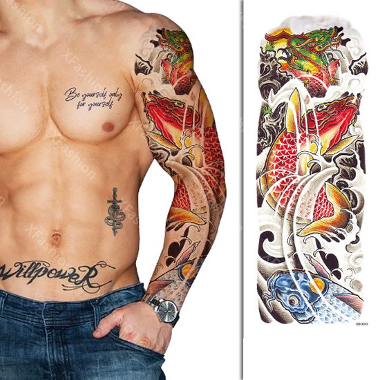 Tattoo Sleeve - Japan Azië Karpers Vissen Water - Neptattoo Lichaam en Gezicht